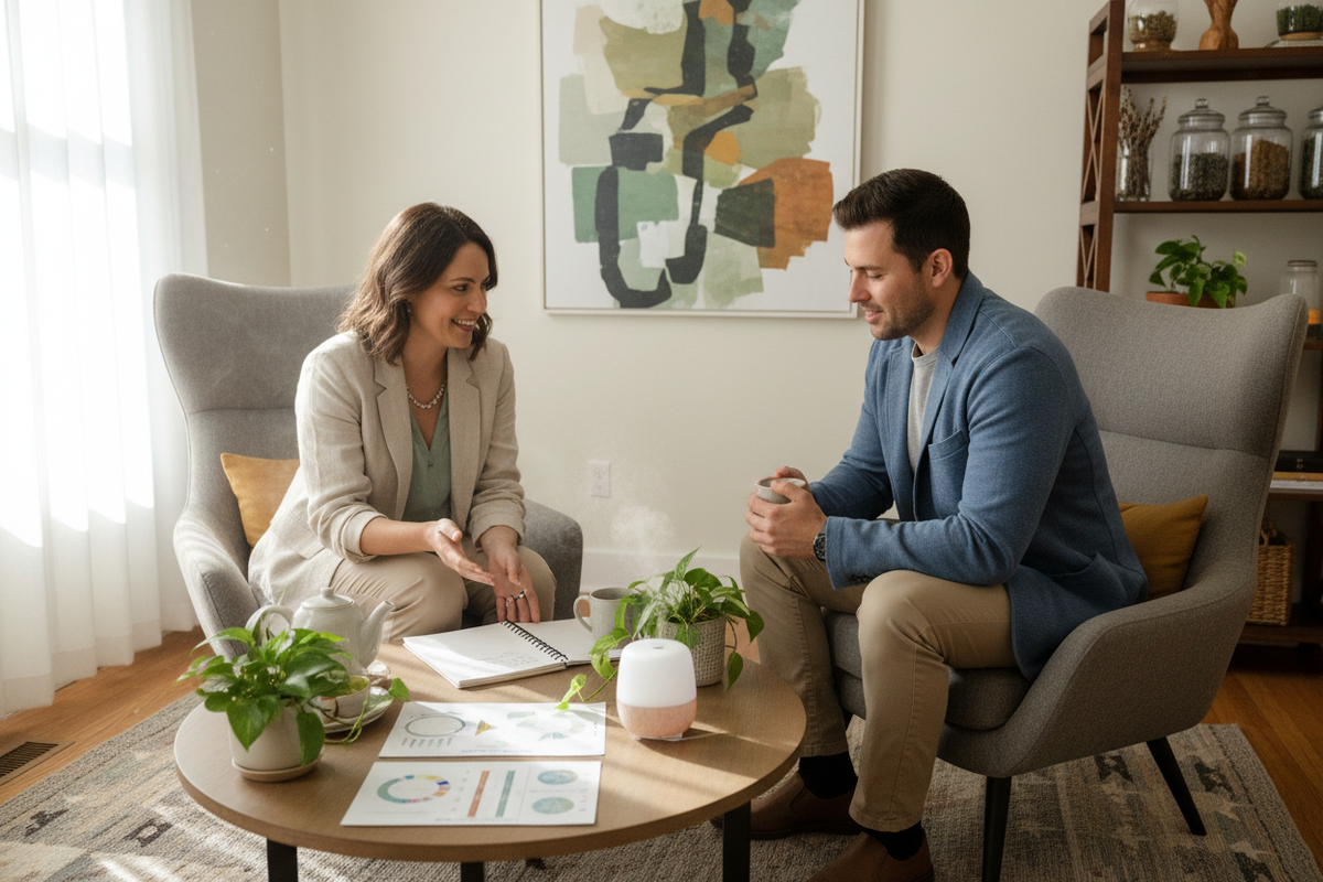 emove crystals. add people in business casual clothing. 