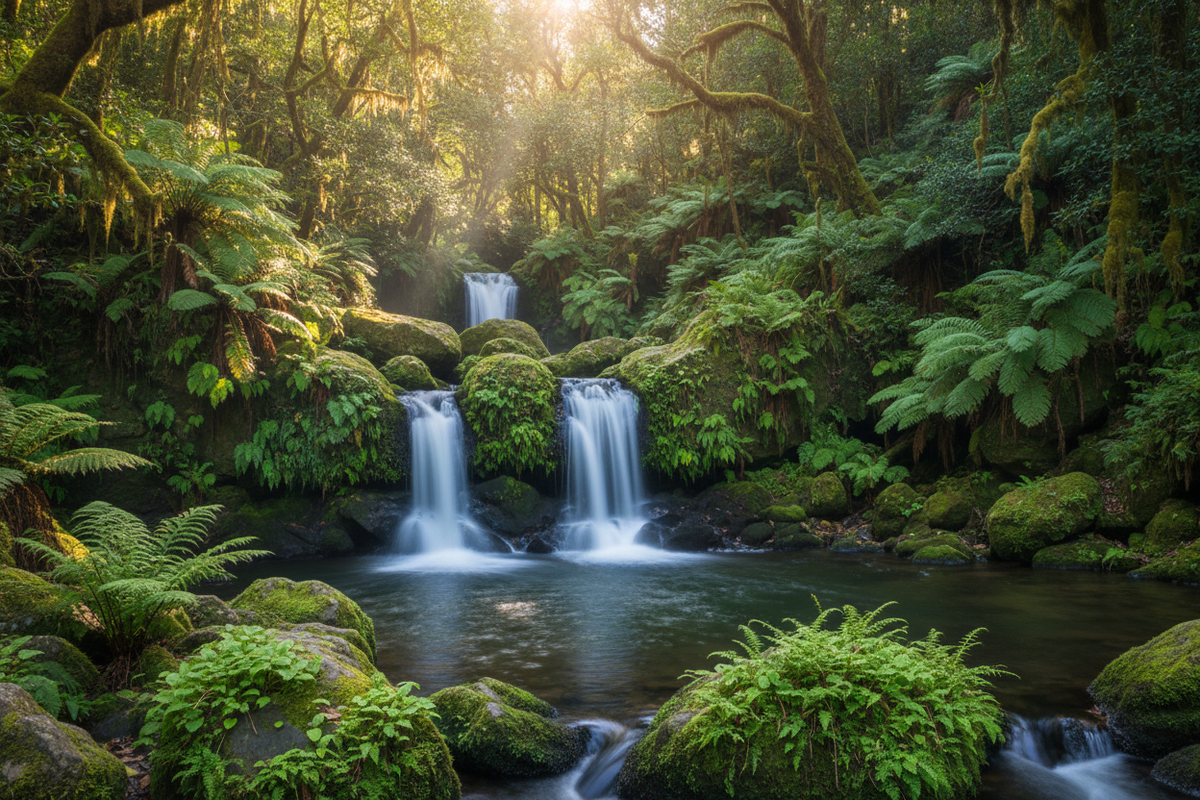 peaceful and serene image of a waterfall for a therapy based business